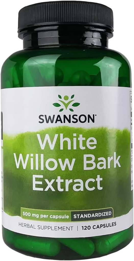 Swanson White Willow Bark Extract - Fördert Gelenkunterstützung und Muskelentlastung - Standardisiert auf 15% Salicin - Natürliche Ergänzung mit No Stomach Irritation - (120 Kapseln, 500mg Jeder)
