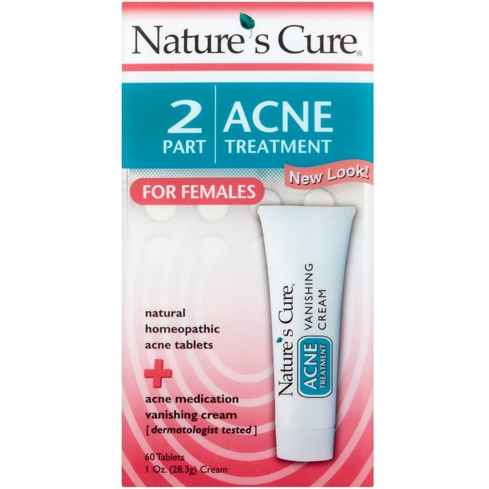 Nature's Cure 2 Teil Akne Behandlung für Frauen 60 Tabletten 1 Unze Creme (Pack von 7)