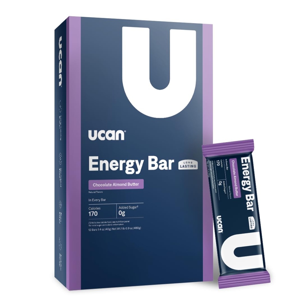 UCAN Energy Bars | Low Sugar, Low Calories | Gut Friendly, Koffeinfrei, Vegan, Non-GMO, No Soy, Keto Friendly | Laufen, Radfahren, Fitness, Pre & Post Workout | Chocolate Almond Butter 12 Count