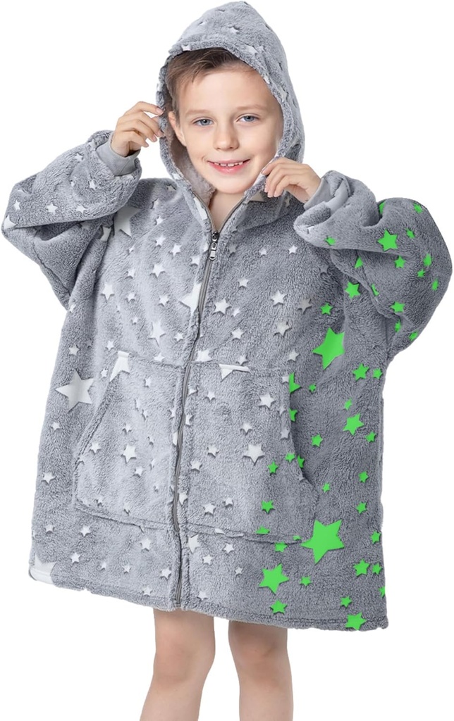 MeMoreCool Tragbare Decke Kids Blanket Hoodie, Kapuzendecke Kids Comfy Blanket Sweatshirt, Kleinkind Blanket mit Kapuze