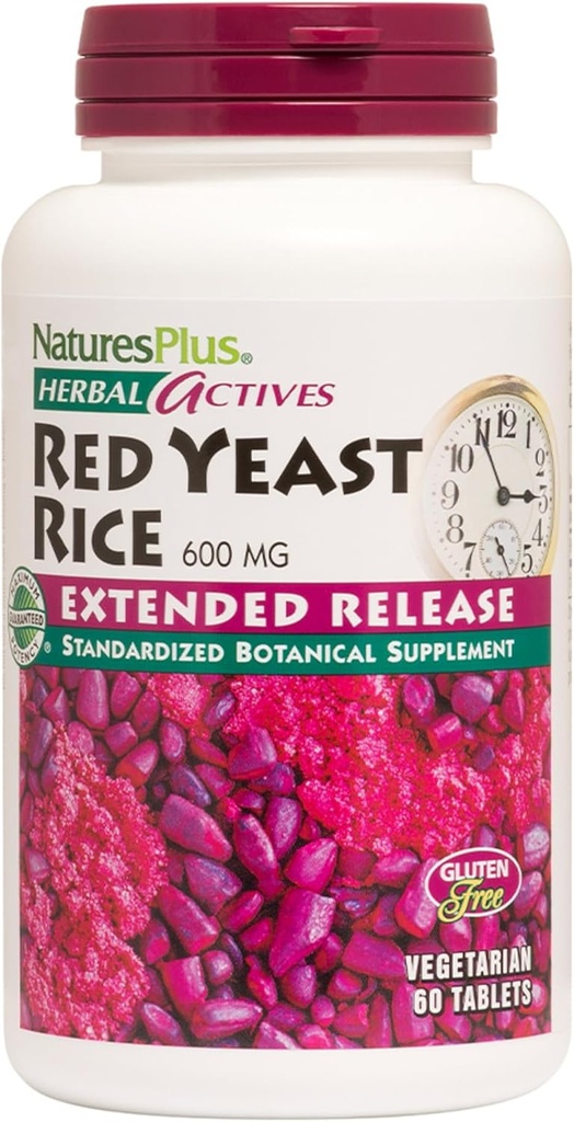 NaturesPlus Kräuter-Aktive Red Yeast Rice Extended Release 600 mg - 60 Tabletten, Packung mit 3 - Unterstützt General Well-Being - Vegetarisch, Glutenfrei - 180 Gesamt Servierungen