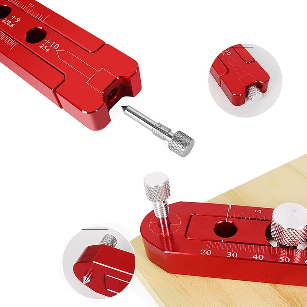 165mm Boussole de travail du bois Scriber, jauge de travail du bois Scribe, règle de dessin d'arc métrique réglable Scribing Circle Règle de marquage de cercle de jauge Outil de marquage (Rouge)
