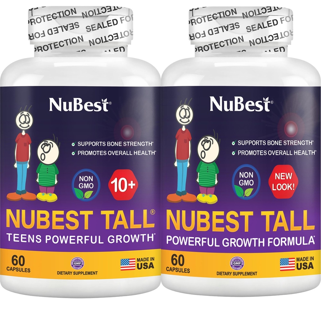 NuBest Bundle Tall 10 Tall-Height Growth Support for Kids & Teens-Soins Calcium, Vitamines D3 K2, Collagène & Herbes-Soins, Focus & Développement