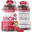Beet Root Gummis mit Eisen, Methyl B12, Folat, Vitamin C - Erhöhen Sie Nitric Oxide & Iron Levels, Energieunterstützung, Kampf Fatigue, Beetroot & Gentle Iron Supplement, Sugar Free, 120 Count