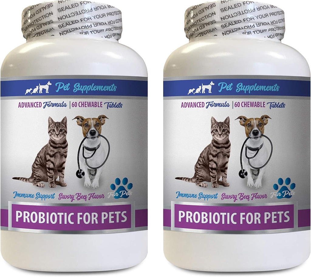 cat Bad Breath Treats - PROBIOTICS for Pets - Dogs Cats - Bad Gas and Breath Treats - Advanced Immune Boost - Best probiotics for Cats - 2 Bottles (120 Treats)