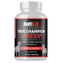BuffK-9 True Champ 2.0 Muskelaufbau Ergänzung für Hunde, Canine Support Kapseln mit Vitamin B6 B12 Ashwagandha Folate für Muskel-, Knochen- und Gelenkunterstützung, 30 Veg Kapseln