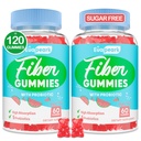 2 Packs - Gommies de fibre pour adultes, Probiotiques sans sucre et Gommies de fibre prébiotiques, avec Inuline, Fos et Racine de Chicory - pour la régularité, la digestion et la santé des Guts - Vegan, sans gluten, 120 comtes