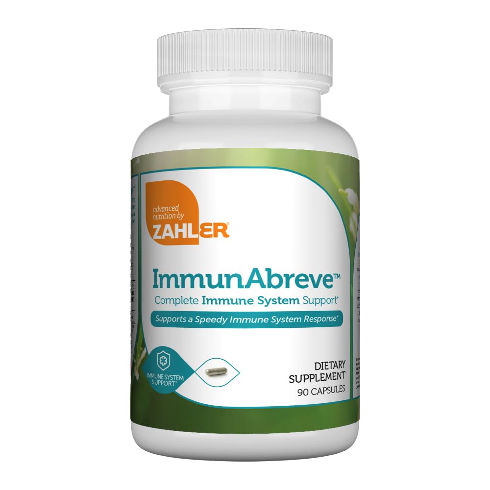 Zahler ImmunAbreve, Leistungsstarke Immunsystem-Unterstützung, Enthält Vitamin C Pantothensäure Echinacea und mehr, Zertifizierte Kosher (90 Kapseln)