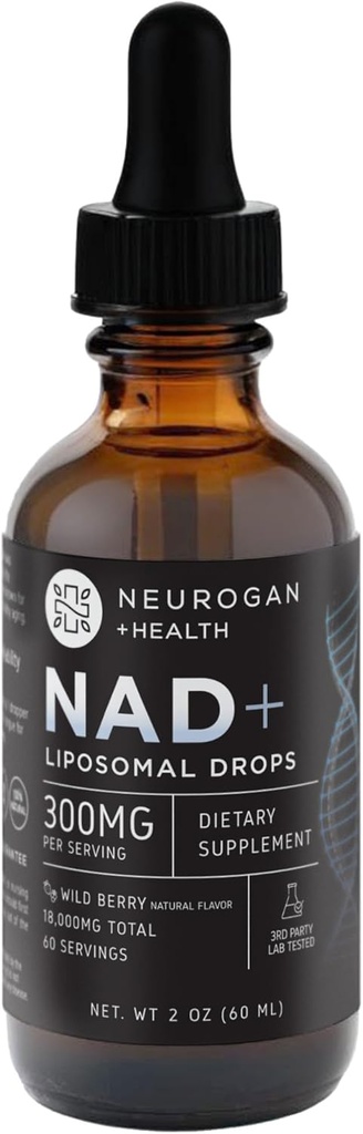 Neurogan NAD+ gouttes liposomiques - 300mg par portion, 18,000mg Total - gouttes liquides suppléments - Cellulaire & Immunis Support Supplément NAD - Nicotinamide Adenine Dinucléotide pour les femmes et les hommes
