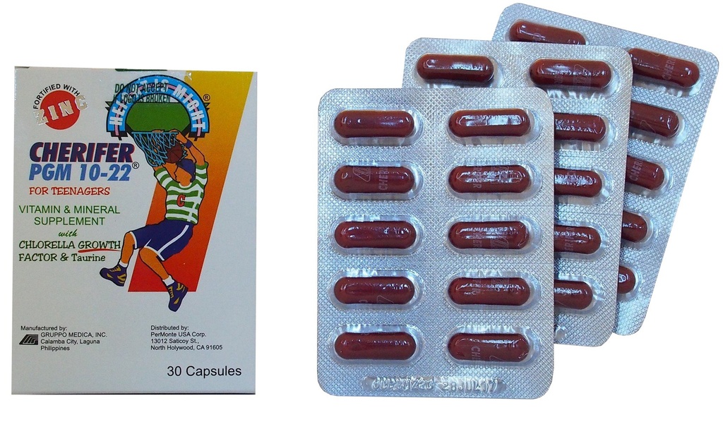 CHERIFER Kapsel mit Zink, Doppel Chlorella Wachstumsfaktor & Taurine PGM 10-22 (30 Kapseln)