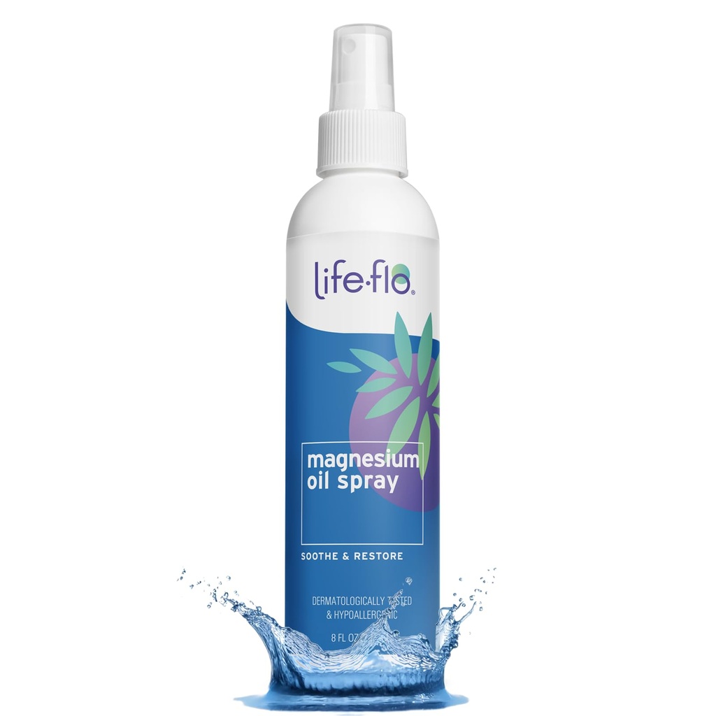 Life-Flo reines Magnesiumöl für Füße und Körper - 100% reines Magnesiumspray aus dem alten Zechstein-Meerbett - Magnesiumölspray für Füße, entspannende und verjüngende Muskeln & Gelenke - 8 Unzen