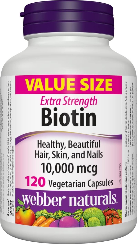 Webber Naturals Biotin Extra Strength 10.000 mcg, 120 Kapseln