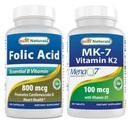 Meilleur acide folique naturel 800 mcg et vitamine K2 (MK7) avec D3