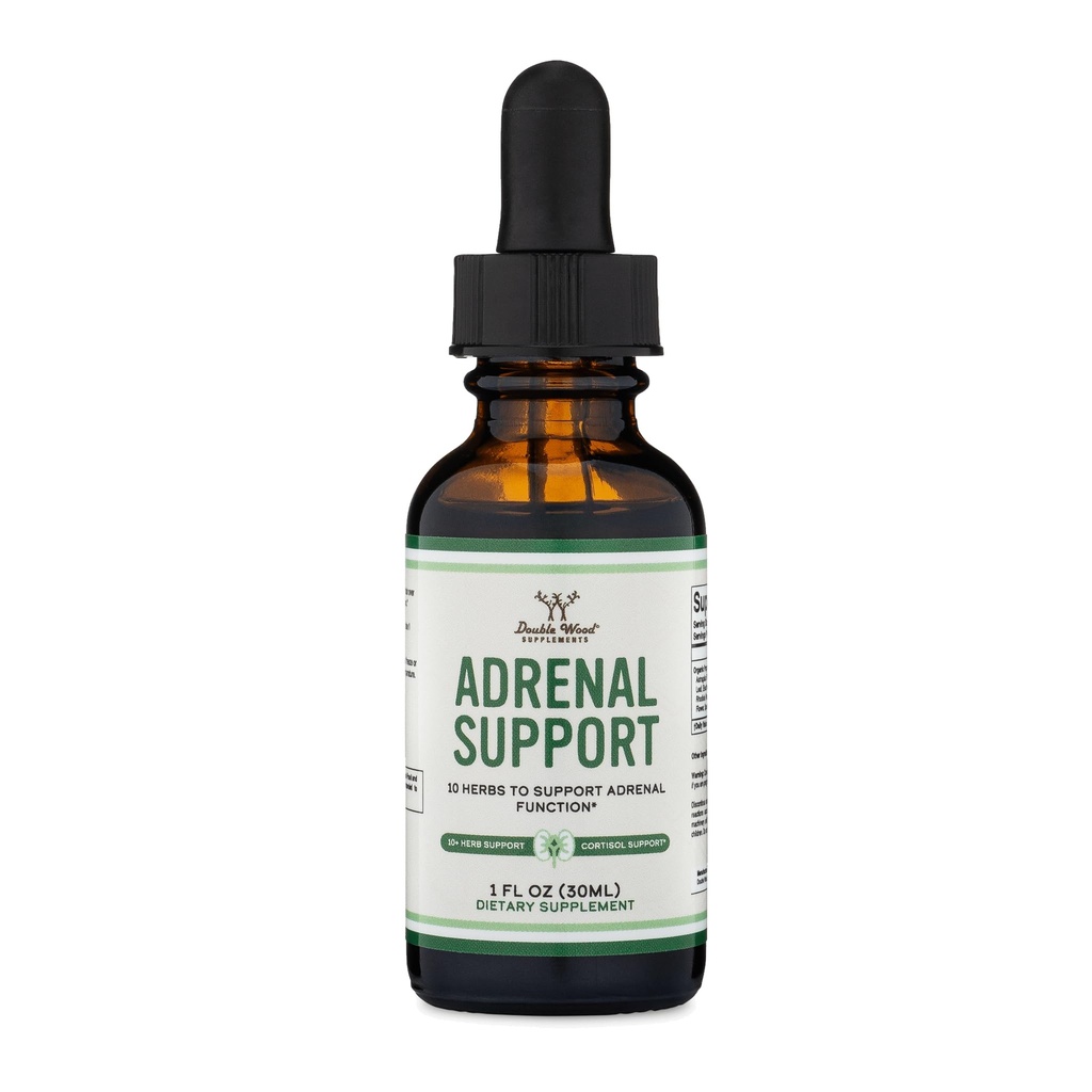 Adrenal Support Supplements (Liquid Drops) - 10 Organic Adaptogens for Adrenal Fatigue (One Month Supply) Cortisol Manager für Stress Relief (10 Apoptogene Kräuter für Adrenal Health) von Double Wood