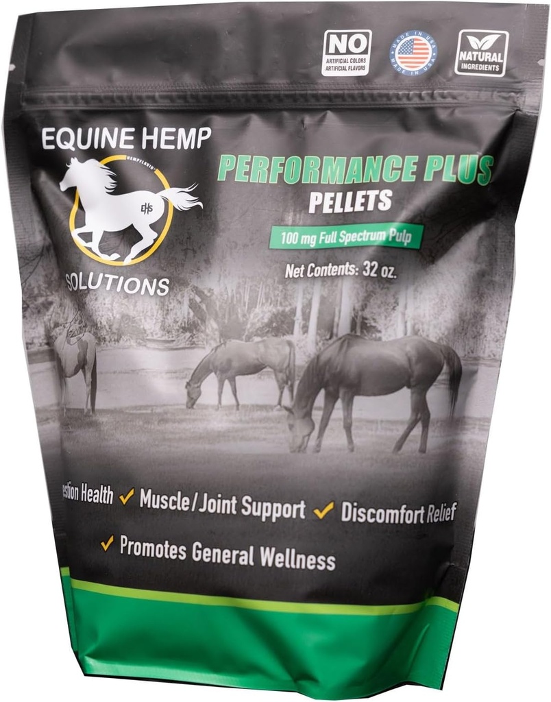 Performance Plus Equine Hanf Supplement 100mg - 32 oz - Offizielle Equine Hanf Produkt der PRCA, WPRA, WSTR und RSNC
