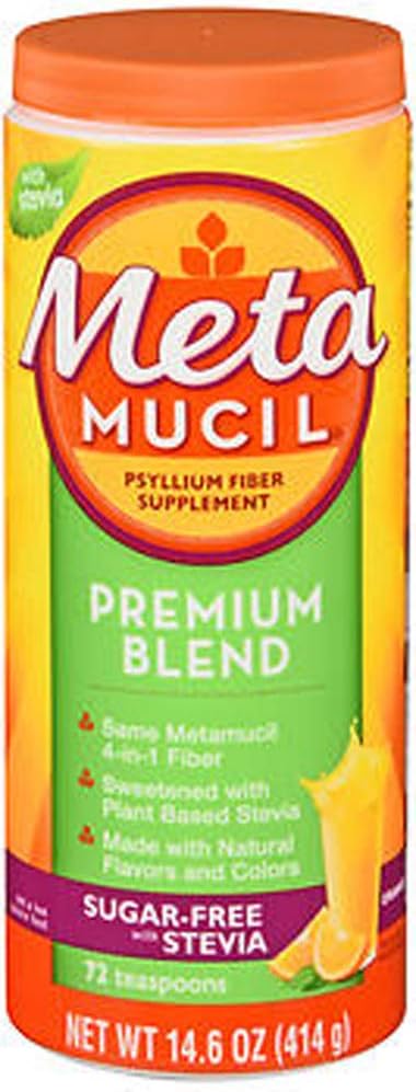 Metamucil Premium Blend Psyllium Fiber Powder Sugar mit Stevia Orange - 14.6 oz