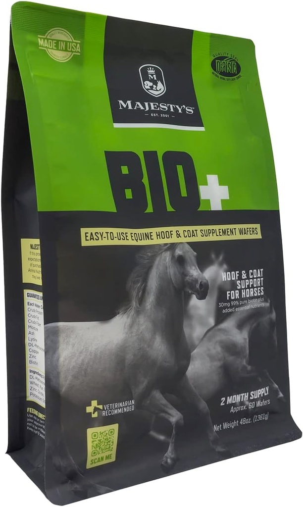 Wafers BIO+ Biotin de Majesty - Supplément de soutien à la hotte et à l'anhydride supérieur - Cuivre, zinc, lysine, méthionine (60 chiffres)