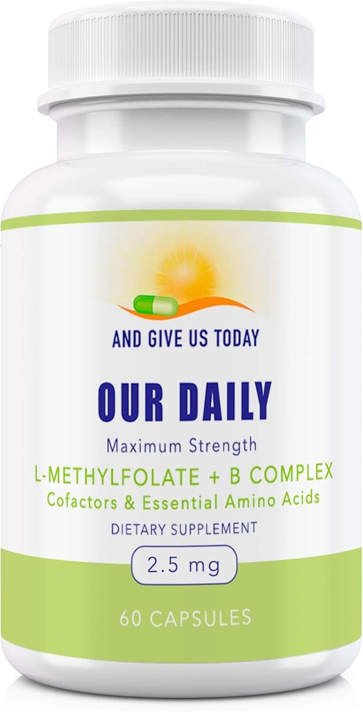 Unsere täglichen Vites L-Methylfolat B Complex Cofactors & Essential Amino Acids (2.5mg) - Active Folate, Methylated B12 Methylcobalamin, B6 und Glycine - 60 Count