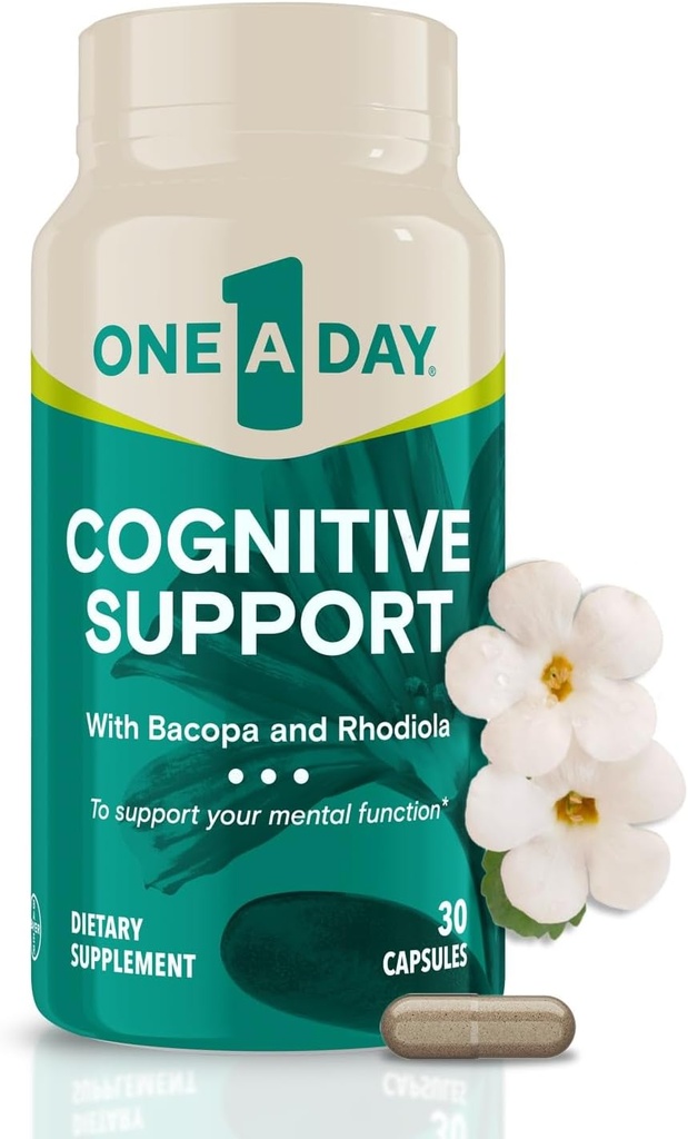 Supplément cognitif d'un jour – Supplément cérébral pour soutenir la performance cognitive chez les hommes et les femmes atteints de Bacopa. Comprend également Rhodiola, & Saint Basilic, 30 capsules (paquetage May Vary)