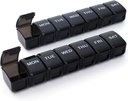 2 Packs kleine wöchentliche Pille Organizer,Pocket Daily Pill Case Pill Box für Pillen/Vitamin/Fish Oil/Supplements (Schwarz)