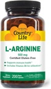 Country Life Caps L-Arginine avec vitamine B-6, 500mg, 200 Capsules Vegan, certifié sans gluten, certifié végétalien
