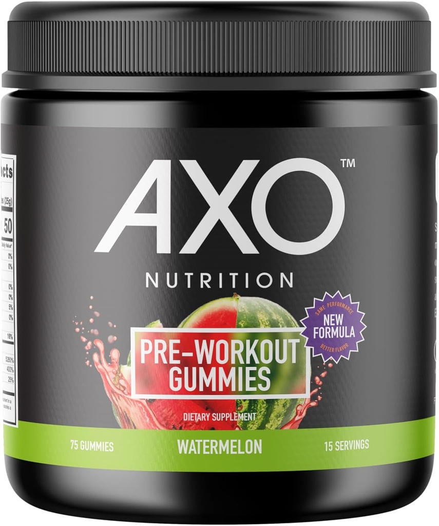 PreWorkout Energy Gummies, Watermelon Flavor, 75 Gummis, 1 Count Caffeine, Alpha GPC, B12, Chromium Picolinate, L-Theanine, Vegan, Non-GMO, Nut-Free, Gluten-Free