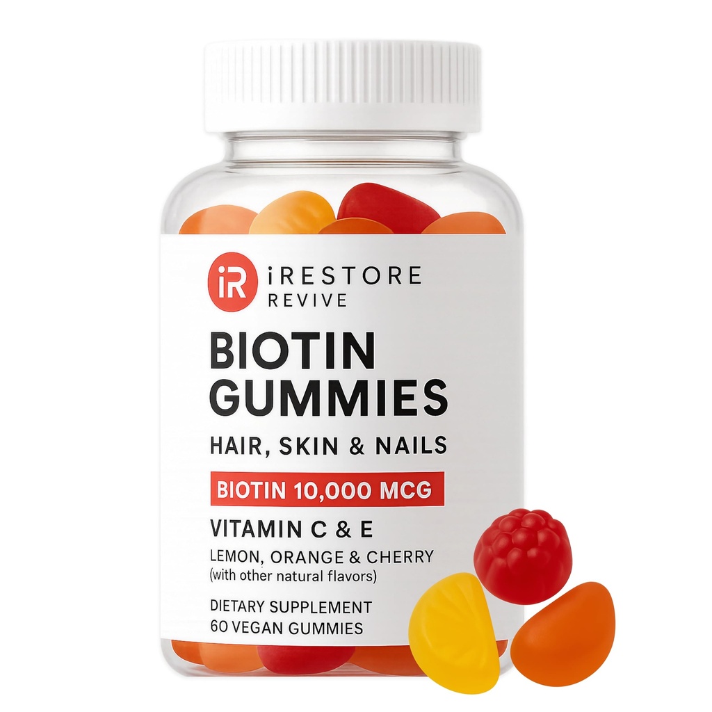 iRestore Vitamines Gommy capillaires, Gommies Vegan Biotin pour la peau et les ongles Gommies capillaires, Gommies capillaires, Gommies de biotine pour la croissance des cheveux Vitamines capillaires Gommies capillaires pour les femmes et les hommes, Biotine 10000mcg