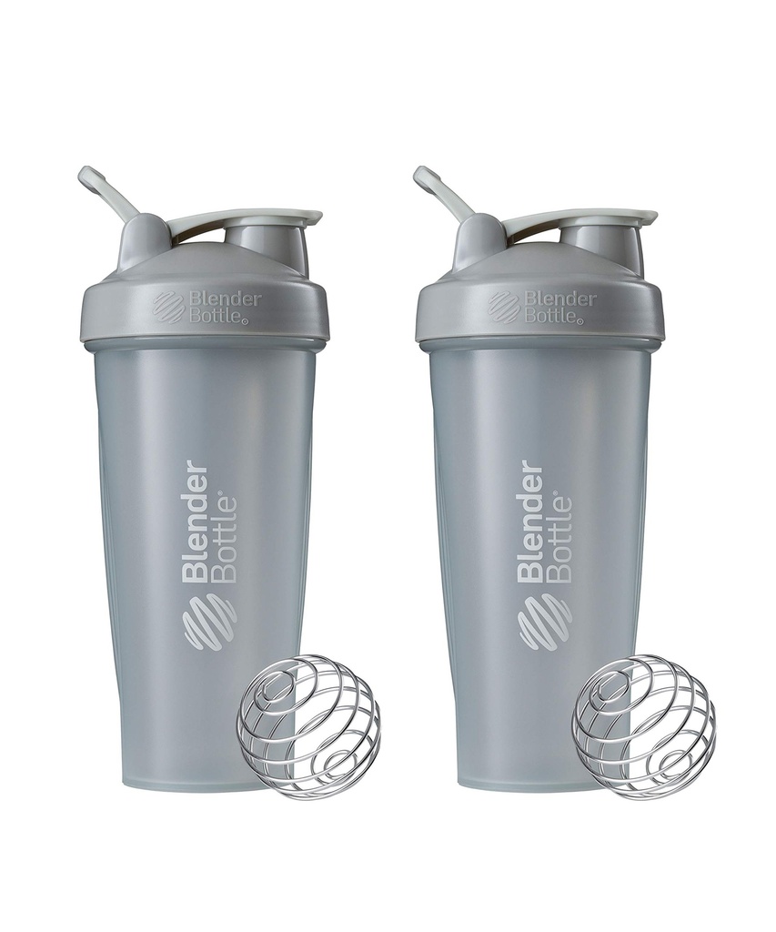 Bouteilles de mélange Classic Shaker Bouteille parfaite pour les shakes protéiques et préentraînement, 28-Ounce (2 Pack), Gris de galets