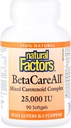 Natürliche Faktoren, BetaCareAll 25.000 IU, Vitamin A für gesunde Haut, Vision und Immunfunktion, 90 Softgels