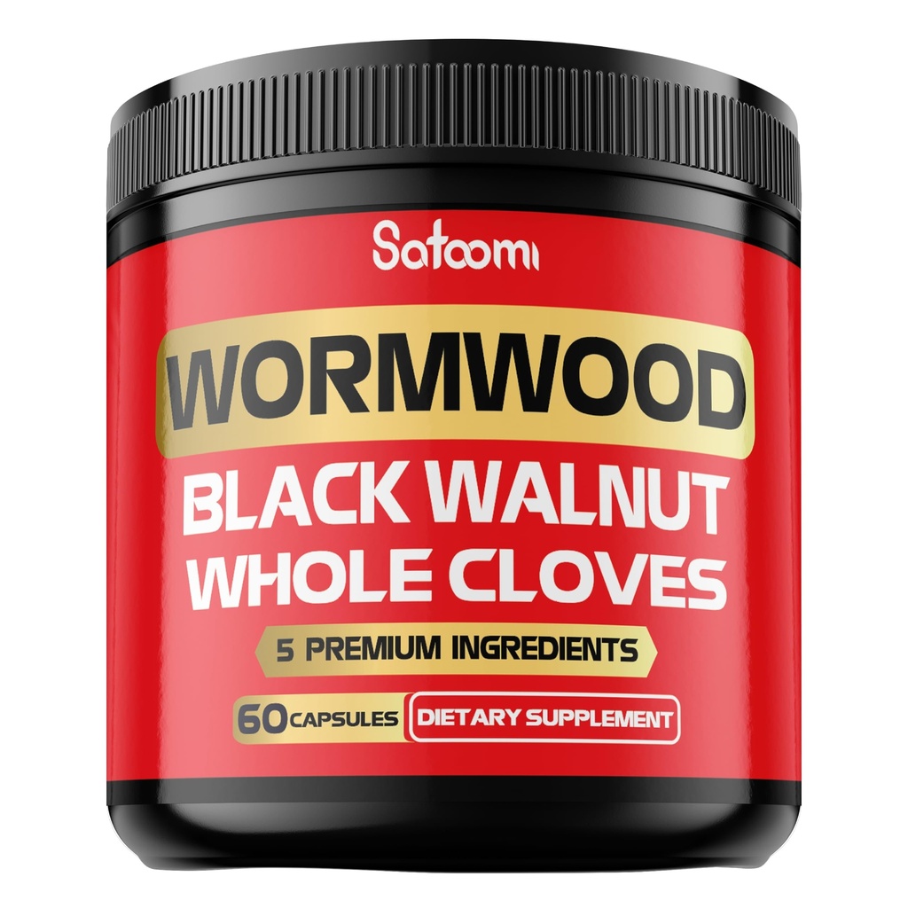 Satoomi 5 in 1 Wormwood Capsules Supplement - Ausgewählt aus Black Walnut, Whole Cloves, Turmeric and Berberine HCl - Immunsystem & Digestion Health - 60 Kapseln