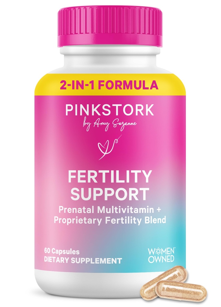 Rosa Stork Fruchtbarkeit Ergänzungen für Frauen | 2-in-1 Konzeption Unterstützung mit Inositol, Vitex & Vitamine | Cycle Regularität, Hormon Balance & Fortpflanzungs Wellness | 60 Kapseln