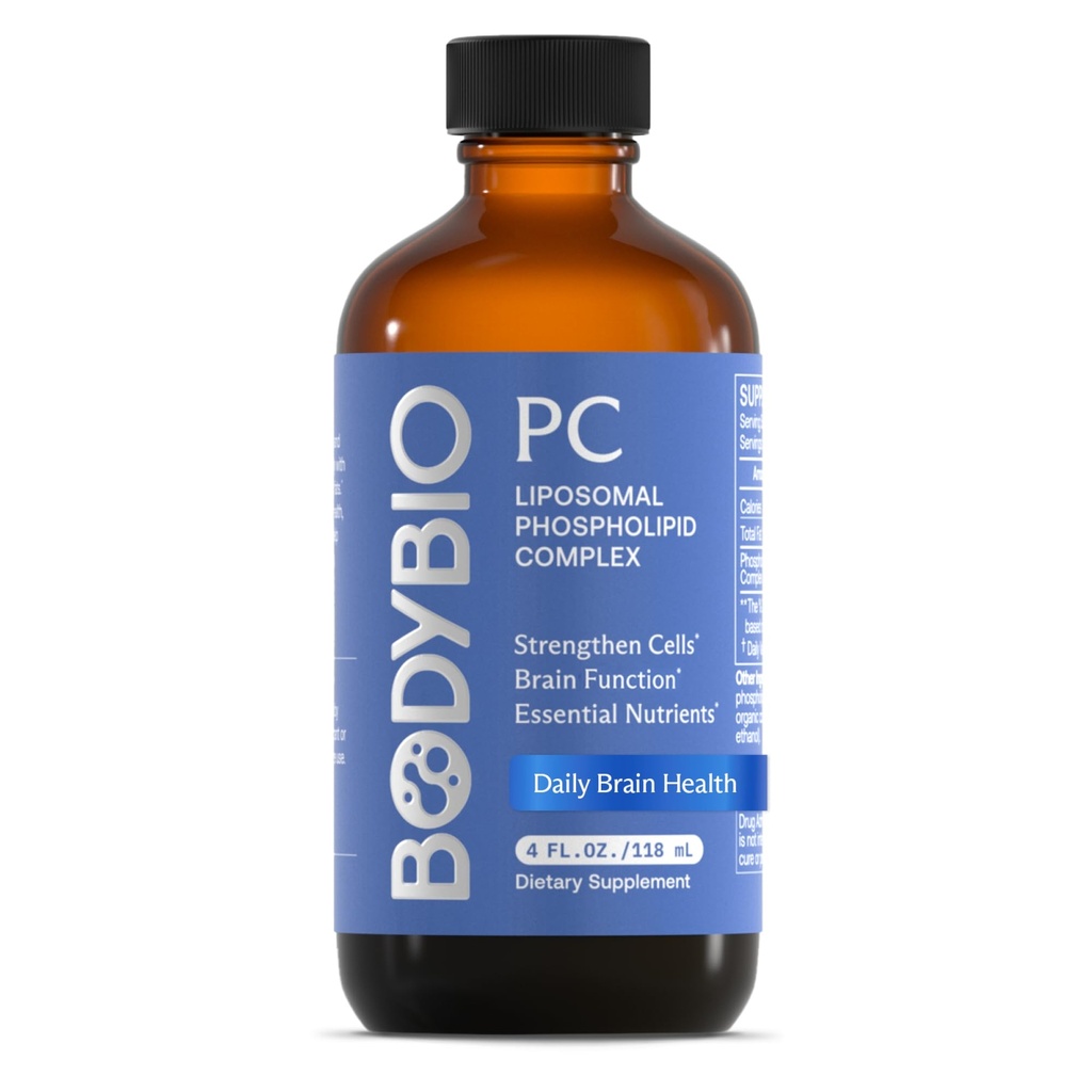 BodyBio PC - Phosphatidylcholine pour la santé du cerveau, la clarté mentale, la fonction cognitive, la réparation cellulaire et le vieillissement en santé, supplément complexe de phospholipides pour désintoxication quotidienne douce