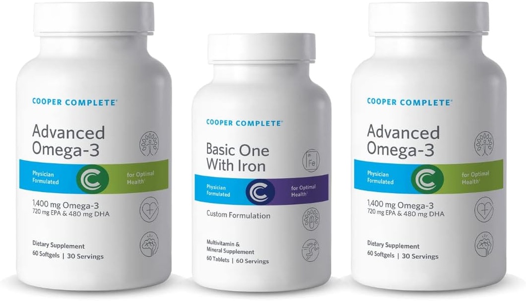 Cooper Complete - Basic One Multivitamin mit Eisen - Daily Multivitamin und Mineral Supplement Plus Fish Oil Supplement - 60 Tage Versorgung