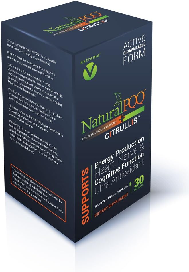 NaturalPQQ - Mitochondrial Energy Nitric Oxid Booster - Citrullis für erweiterte Energie. 20mg (Pyrrolochinolin Quinone)