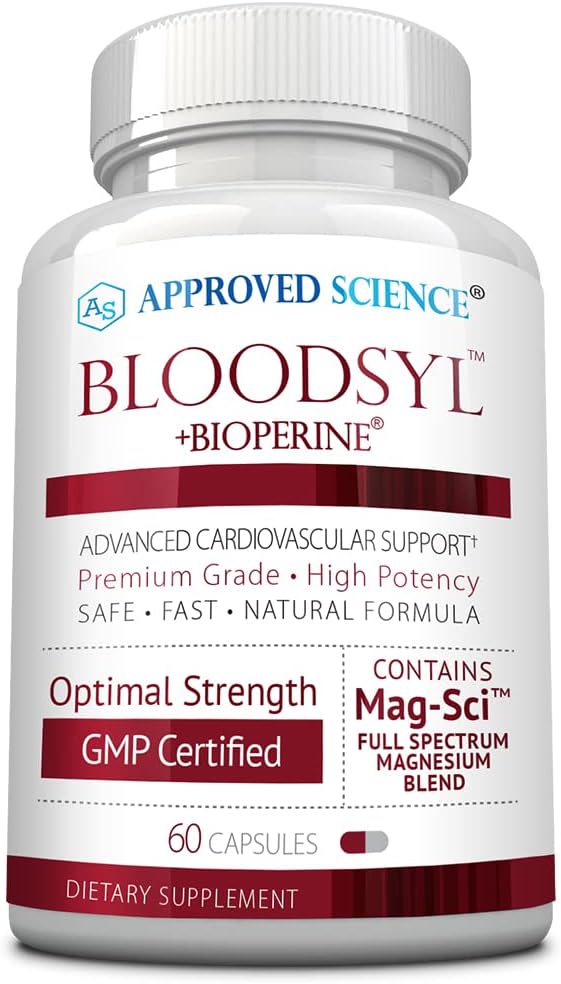 Genehmigte Science Bloodsyl - Unterstützt Blutfluss - Hawthorn Berry, Magnesium, BioPerine - Vegan - 60 Kapseln - 1 Packung
