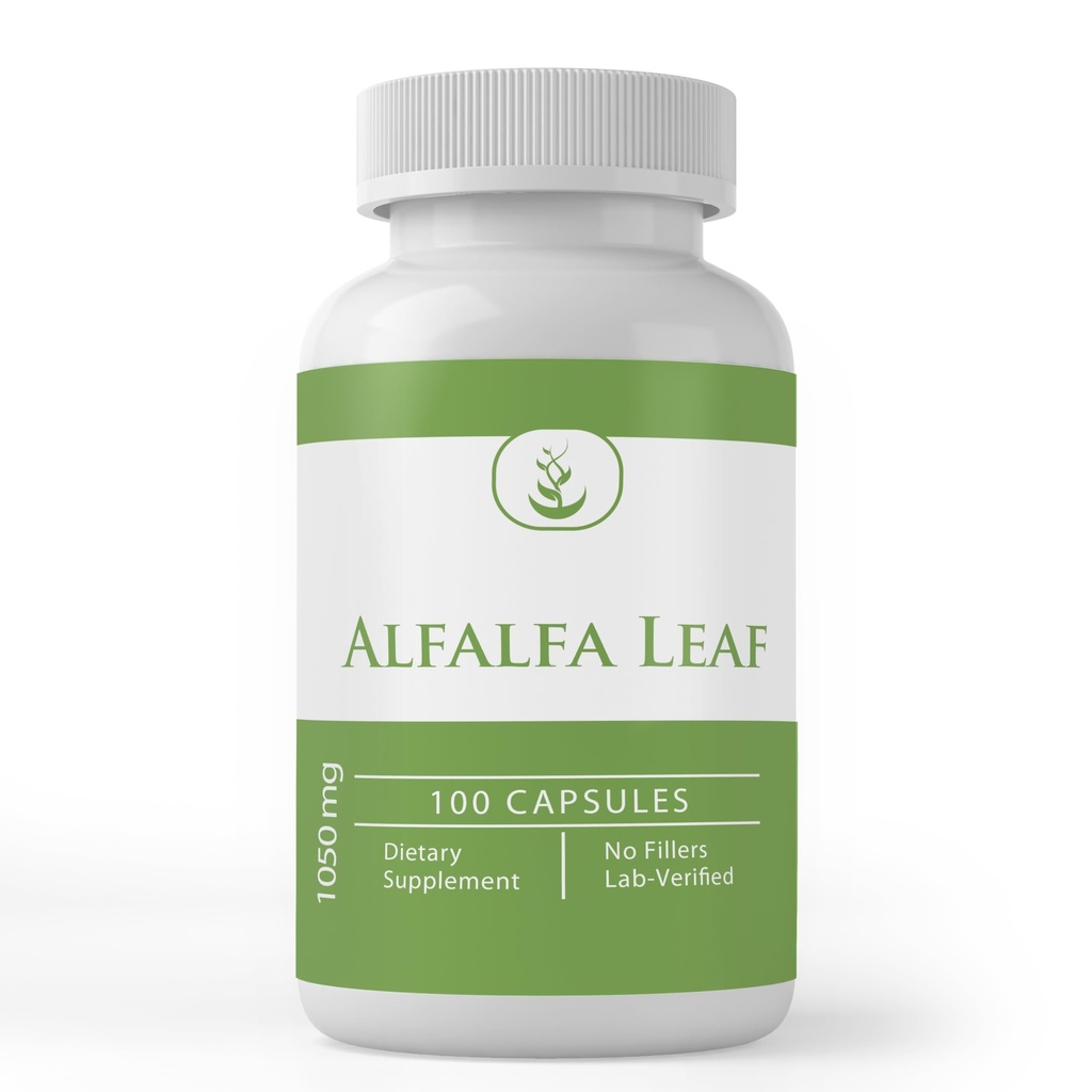 Ingrédients originaux purs Alfalfa Leaf, (100 Capsules) Toujours Pure, Pas d'additifs ou de remplissage, Lab Vérifié