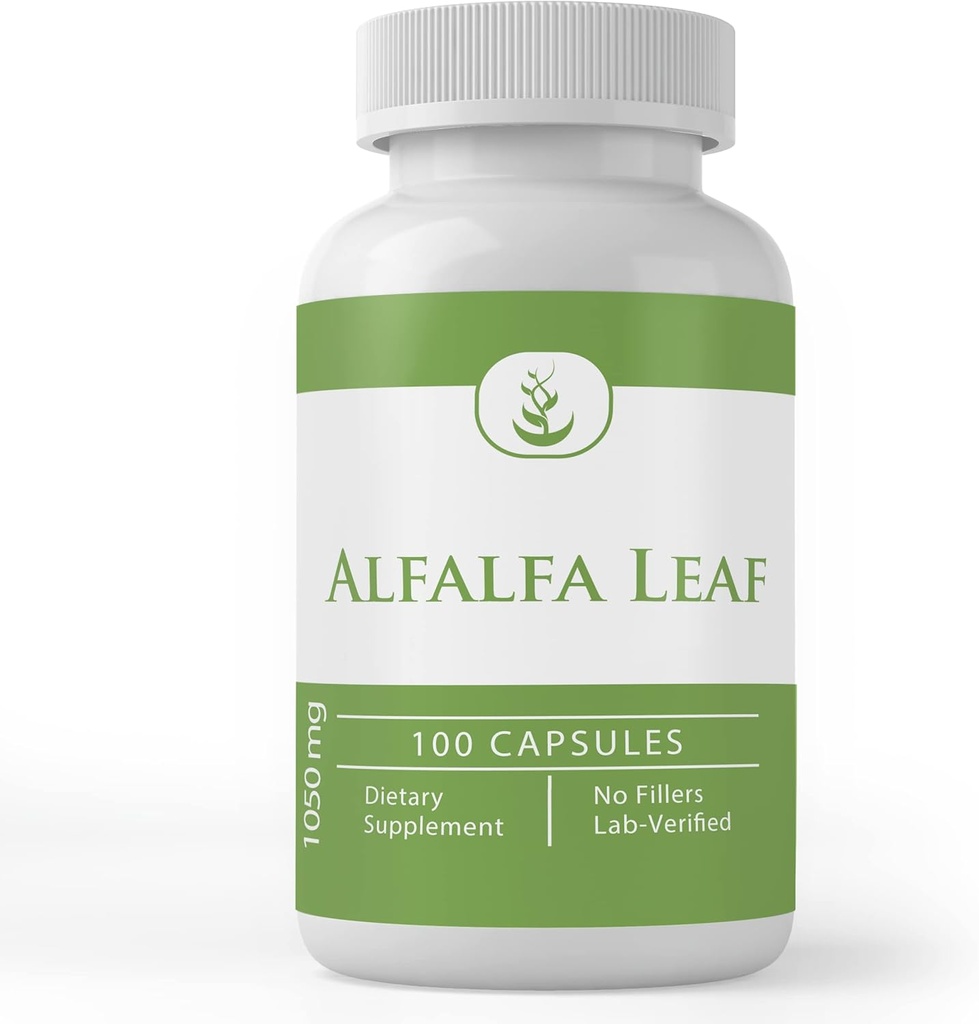 Ingrédients originaux purs Alfalfa Leaf, (100 Capsules) Toujours Pure, Pas d'additifs ou de remplissage, Lab Vérifié