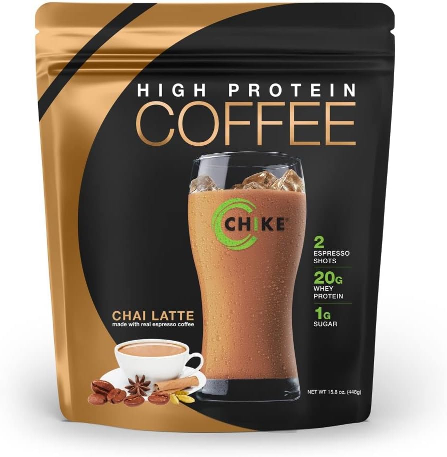 Chike Chai Latte High Protein Iced Coffee, 20 G Protein, 2 Schüsse Espresso, 1 G Zucker, Keto Friendly und Glutenfrei, 14 Servierungen (16 Unze)