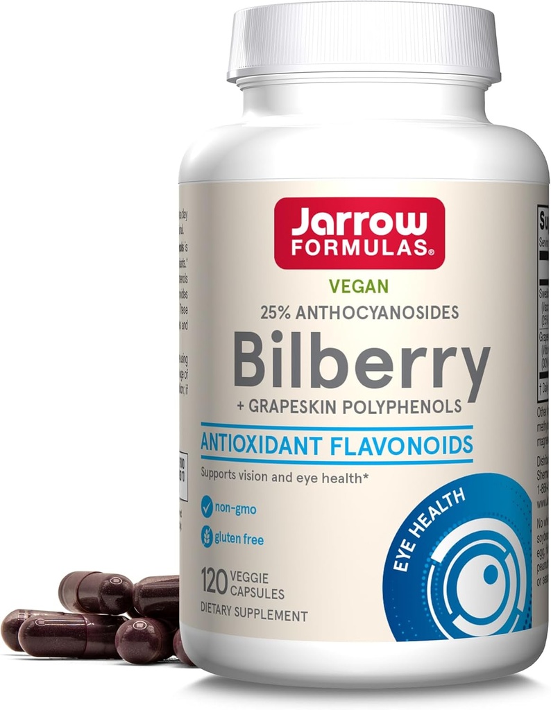 Jarrow Formeln Bilberry & Grapeskin Polyphenole Kapseln - 120 Count - Bilberry Supplement for Eyes - Antioxidant Supplement - Für Augengesundheit - Vegan - Non-GMO