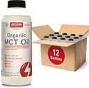 Formules de Jarrow Huile MCT organique - 16 fl oz - Combustible rapide pour le cerveau et les muscles - Caprylique (C8) + Acid Capric (C10) - Complément alimentaire Ketogénique - Non aromatisé (paquet de 12)