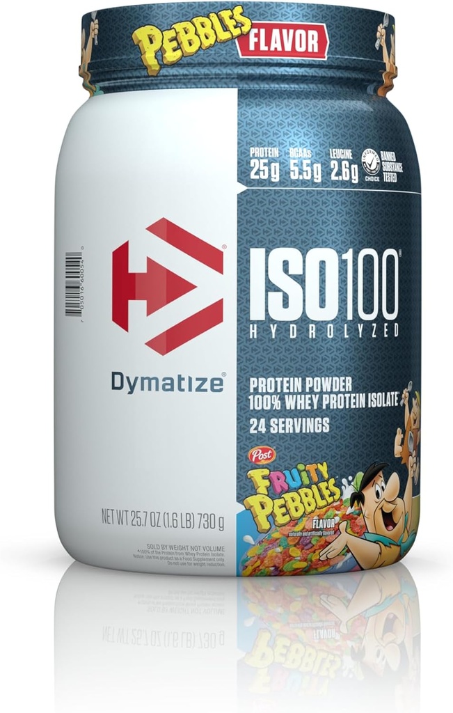 Dymatize ISO100 Hydrolysed 100 Whey Protein Isolate Pédales fruités (1,6 Lb / 24 portions)