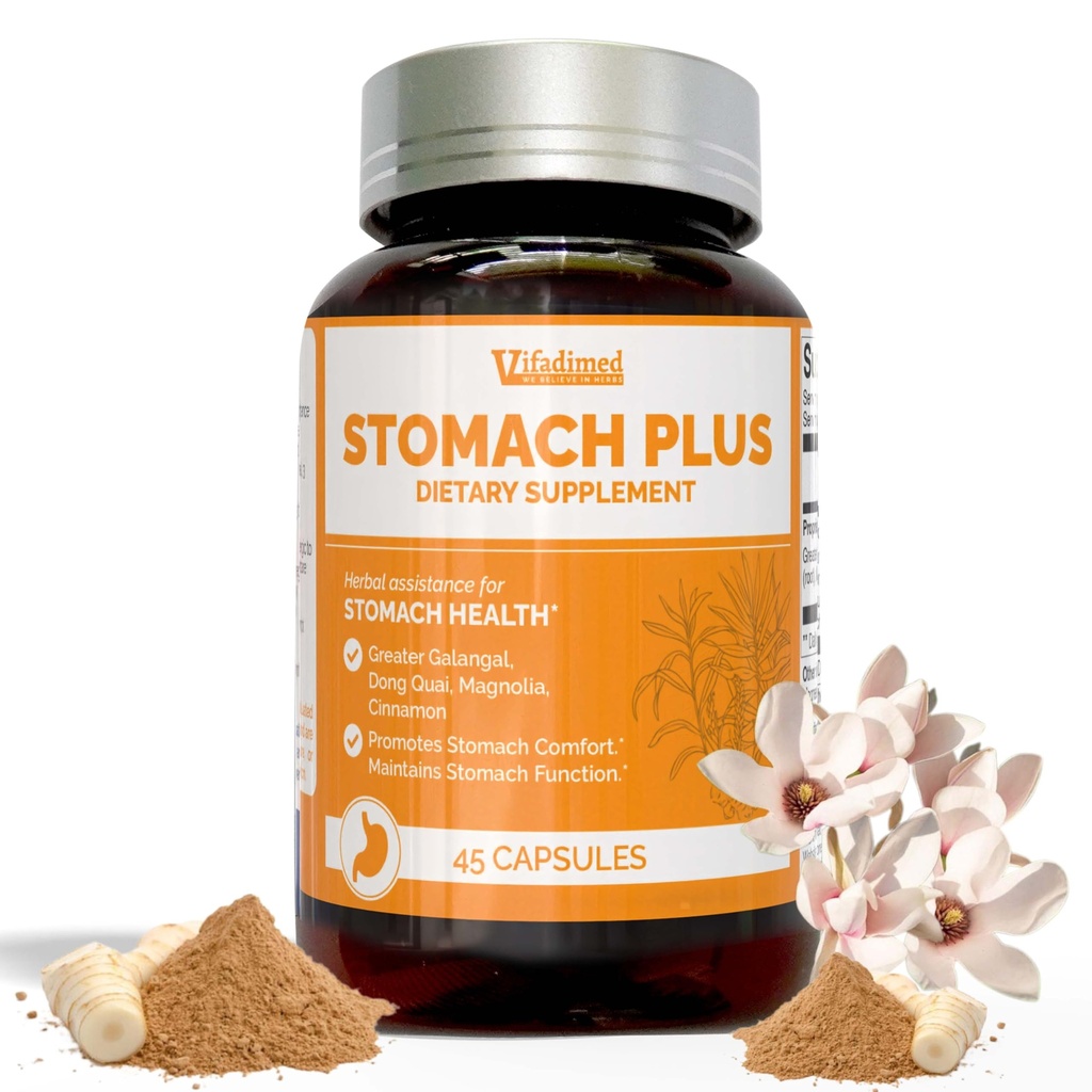 Stomach Plus-für Stomach, Gastritis, Stomach Lining Repair, Säure Reflux, Sodbrennen, Verdauung, mit Galangal, Dong Quai, Cinnamon & Magnolia-45 Kapseln