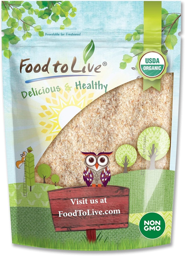 Essen zum Leben - Bio Volle Psyllium Husks, 4 Unzen - Non-GMO Flakes, Vegan, reich an Ballaststoffen, Natürliche Nahrungsverdünner, gut zum Backen