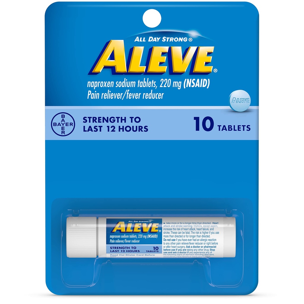 Comprimés Aleve avec Naproxen sodium 220mg AINS analgésique Réducteur de fièvre, 10 Compte