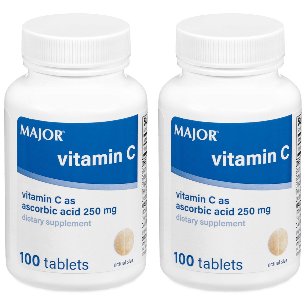MAJOR Vitamine-C 250 mg comprimés d'acide ascorbique, 100 CT - Boîte de 2