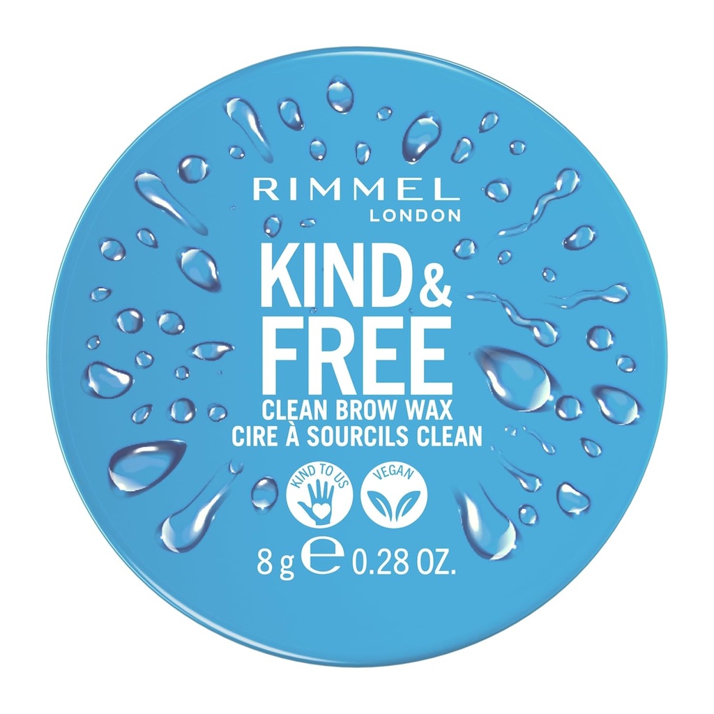 Rimmel London Kind & Free, Klar, Brow Wax, leicht zu bewerben, Long-Lasting-Halte, keine Flaking, keine Rückstände, Aufgehobene Pfeile, 0.28oz