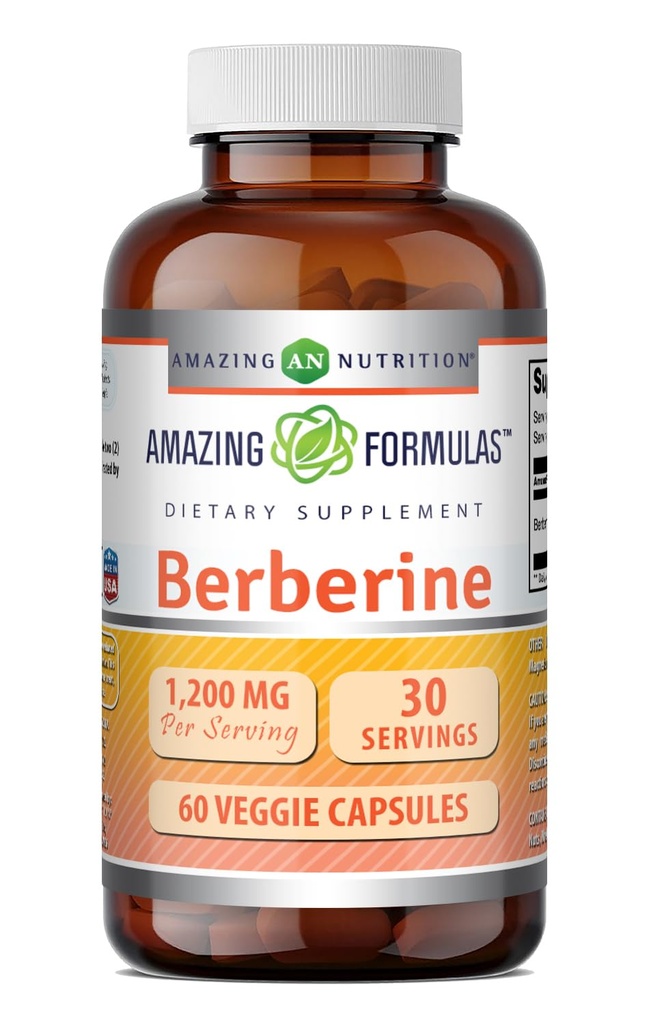 Formules étonnantes Supplément berbère $ 1200 Mg par portion $ Capsules de légumes $ Non-GMO $ Sans gluten $ Fabriqué aux États-Unis (60 Nombre, 1 Pack)