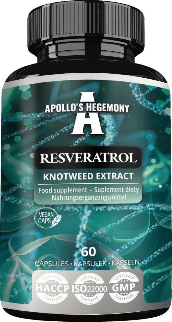 APOLLO'S HEGEMONY Resveratrol High Dose 400 mg - 60 Vegan Kapseln - 2 Monate Versorgung - 98% Trans-Resveratrol aus japanischen Knotweed Extrakt - natürliches Antioxidans