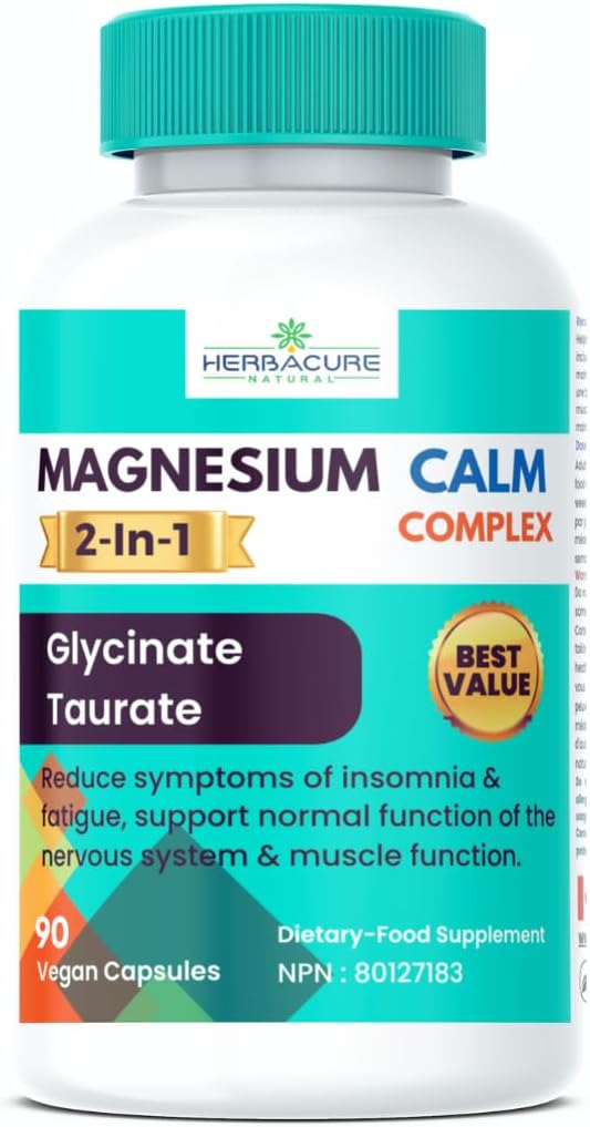 Magnésium CALM Complex 2 en 1 Glycinat et Taurate 90 unités Ingrédients d'origine américaine seulement Nouveau 2024