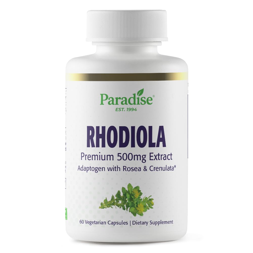 Paradise Herbs Rhodiola Extract 500mg, Super Potent Antioxidant, Ultra Pure, Vegan, Non-GMO, Glutenfrei, 60 vegetarische Kapseln